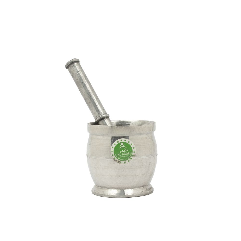 فخر الدين طقم هاون و مدق حبوب من الأستيل لون فضي - 3 أحجام