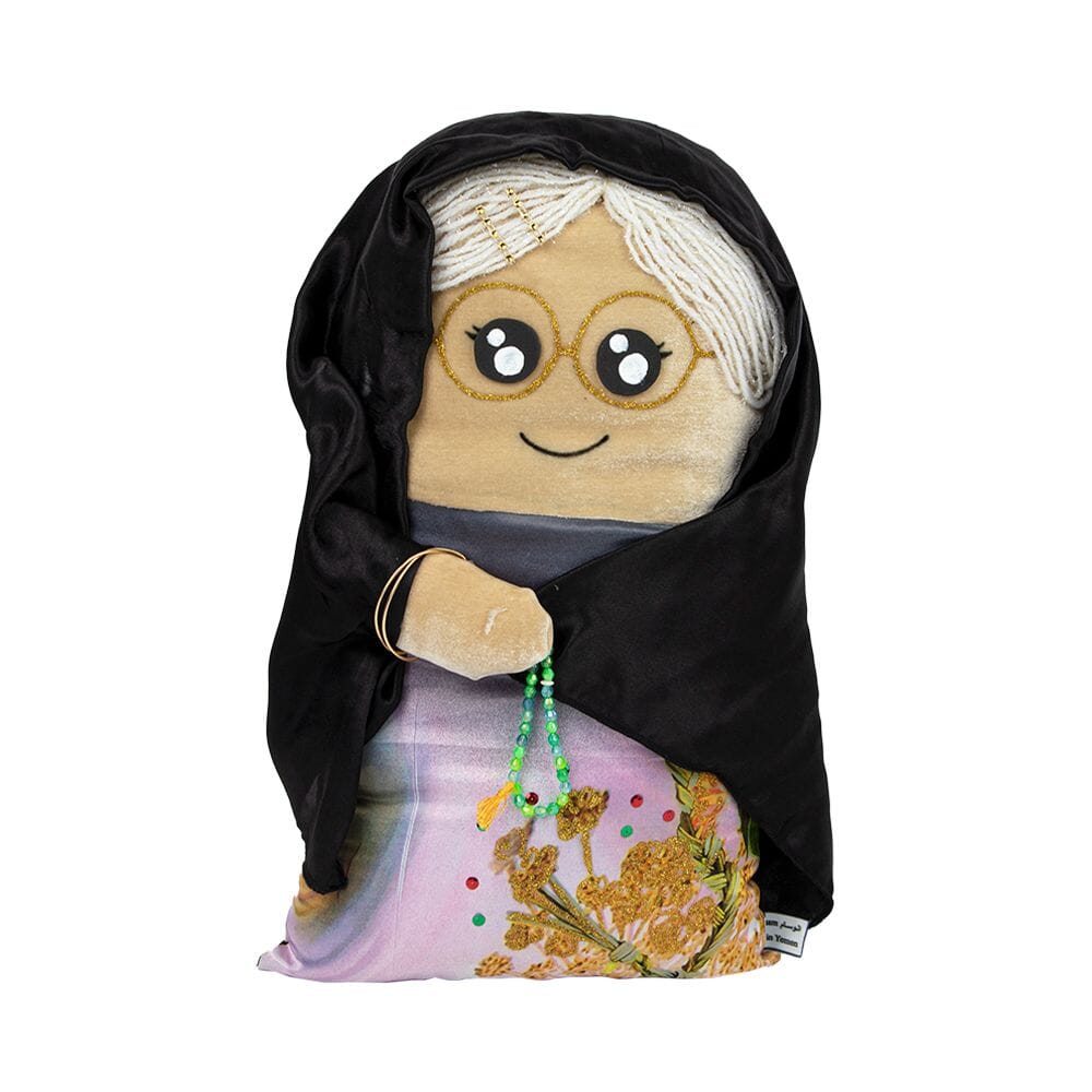 وسادة ديكور بتصميم تراثي محشوة على شكل عجوز بشعر أبيض ولبس عدني