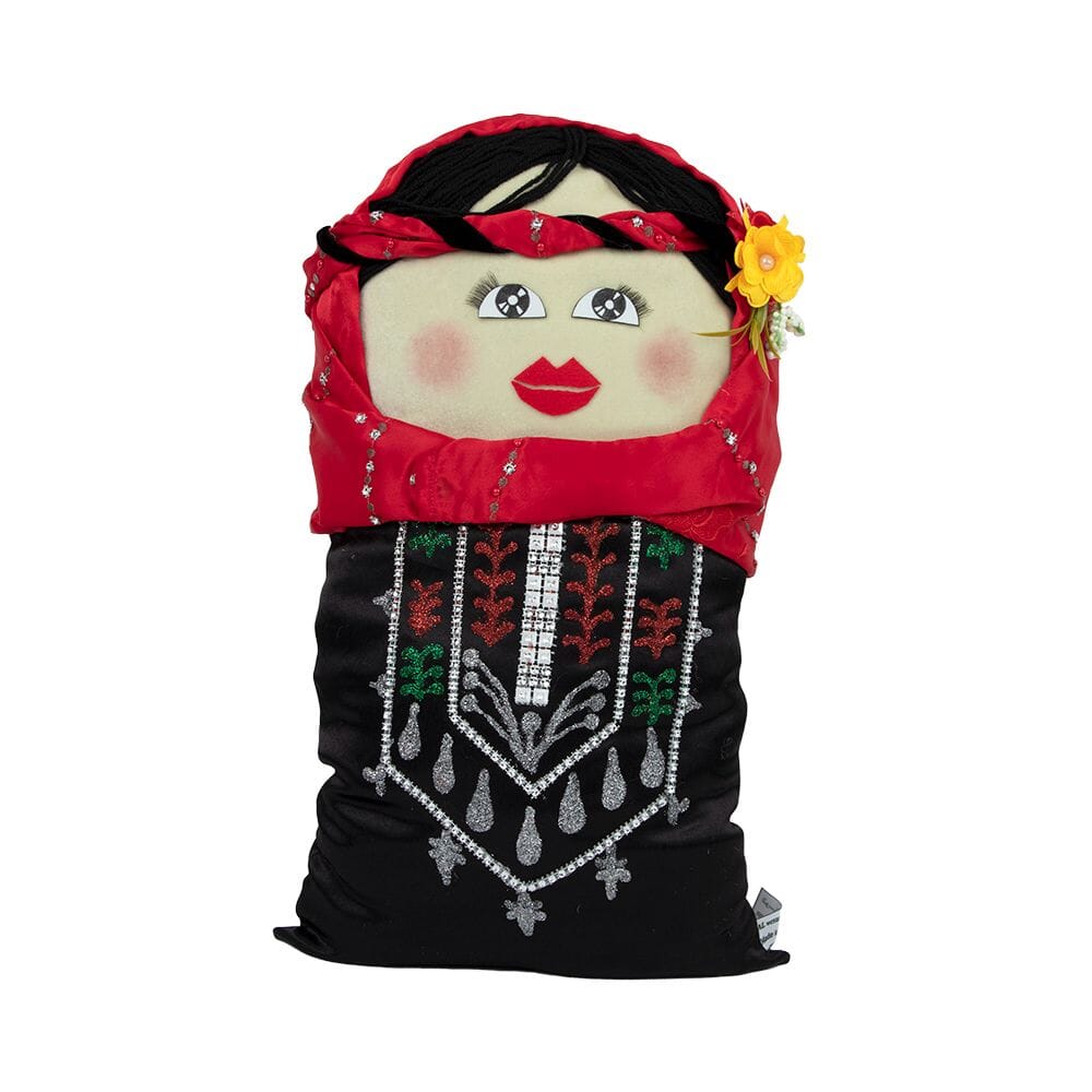 وسادة ديكور بتصميم تراثي محشوة على شكل بنت بلبس التعزي