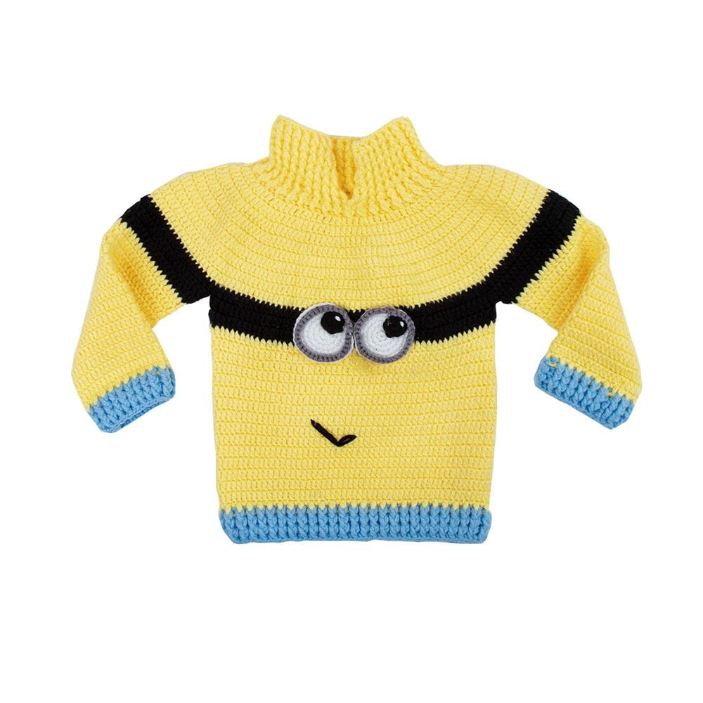 بلوفر للاطفال محبوك بصوف بتصميم جميل على شكل سبونج بوب