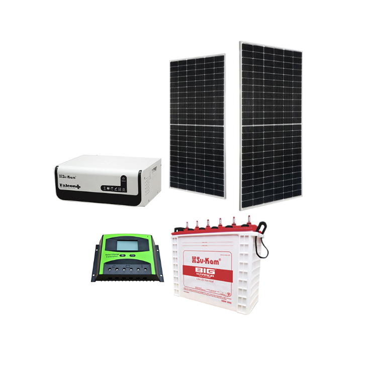 باكج مكون من بطارية 200 امبير‘ جهاز شحن 1100وات من سوكام ومنظم كهرباء 30 وات و 2 الواح شمسية 170 وات