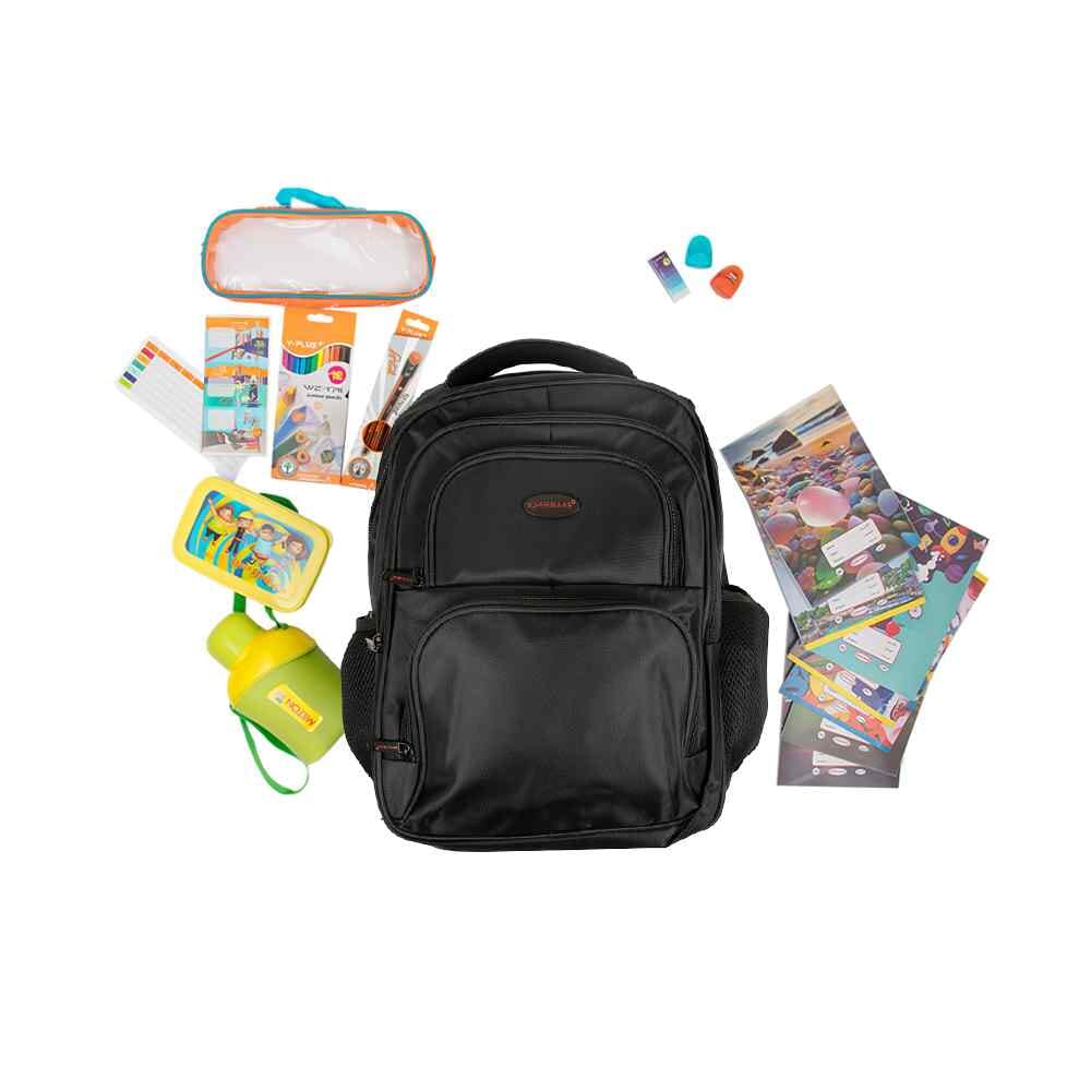 باكج الحقيبة المدرسية المتكاملة للطلاب في الصفوف الأولى إلى الثالثة - 11 قطعة