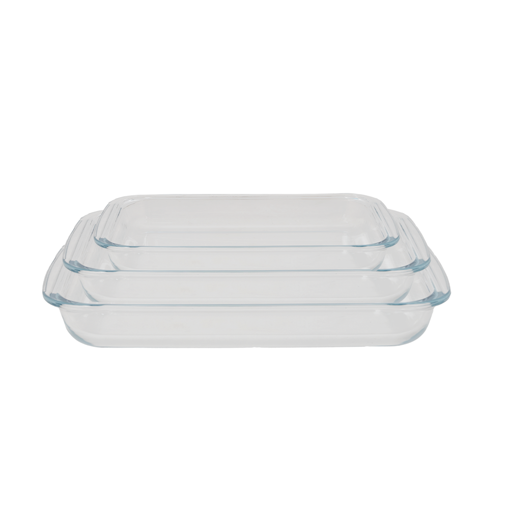 بريجيت طقم بايركس طعام زجاجي مقاوم للحرارة شكل مستطيل - 3 قطع