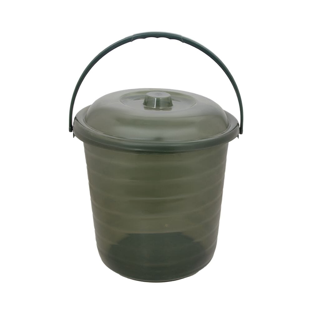 دلو بلاستيك شفاف متعدد الاستخدام مع غطاء - عمق 34 سم