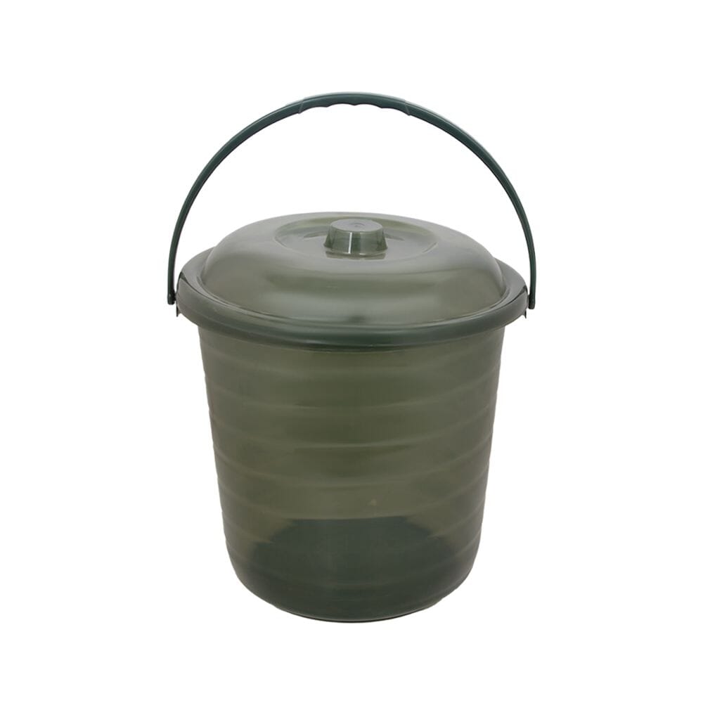 دلو بلاستيك شفاف متعدد الاستخدام مع غطاء - عمق 32 سم