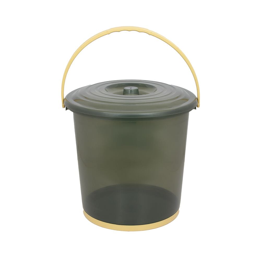 دلو بلاستيك شفاف متعدد الاستخدام مع غطاء - عمق 32 سم