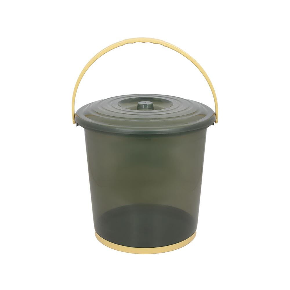 دلو بلاستيك شفاف متعدد الاستخدام مع غطاء - عمق 28 سم