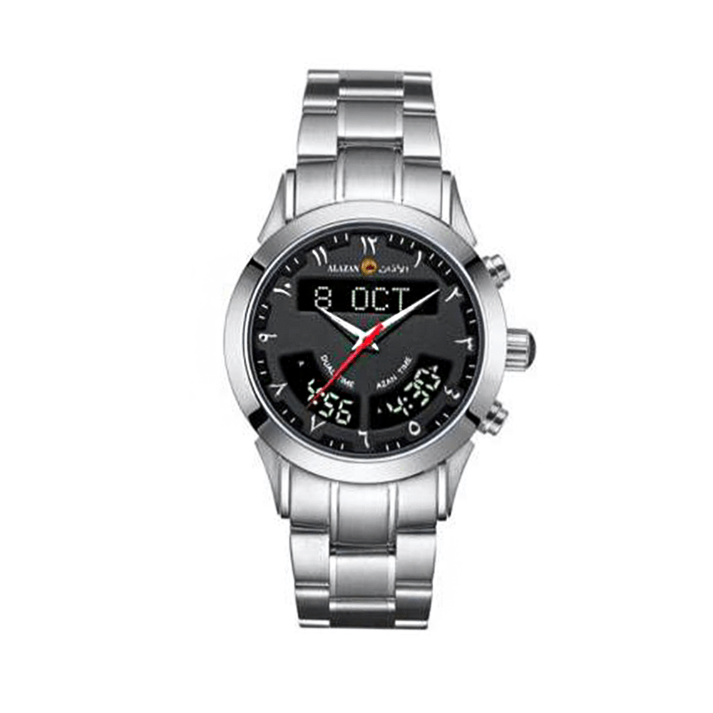 الاذان ساعة ديلوكس بشكل دائرية ضد الخدش وبتوقيت مزدوج