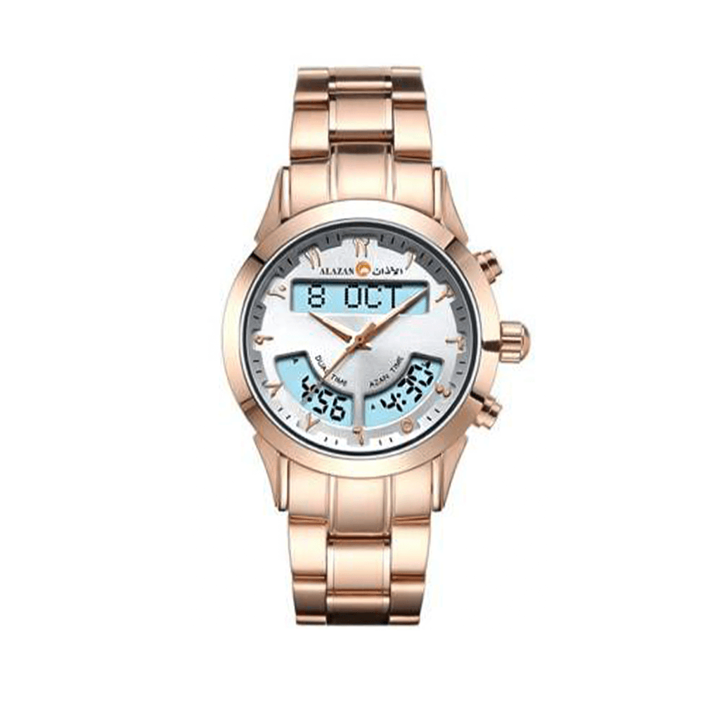 الاذان ساعة ديلوكس بشكل دائرية ضد الخدش وبتوقيت مزدوج