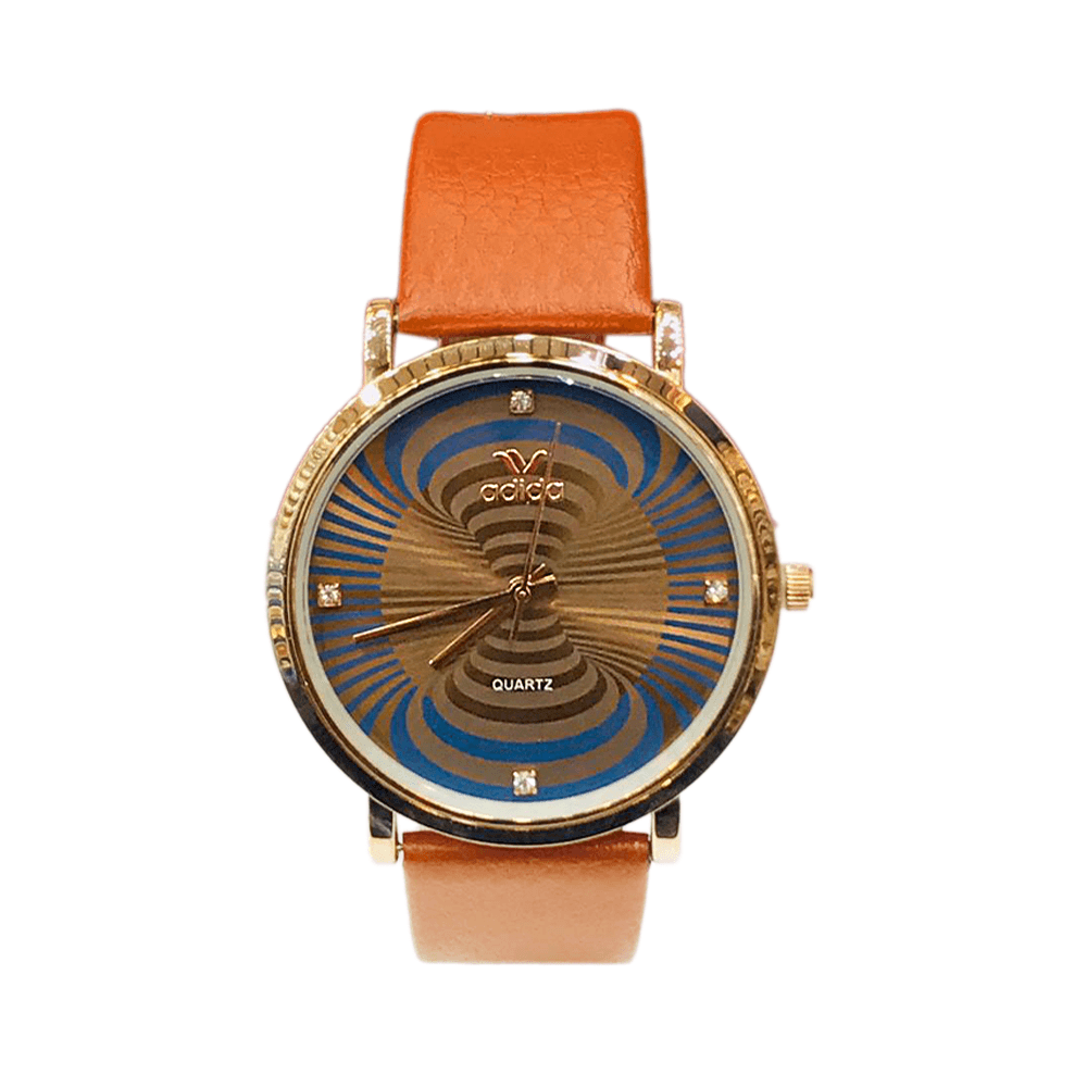 أديدا ساعة جلد بشكل دائري عصري وجذاب