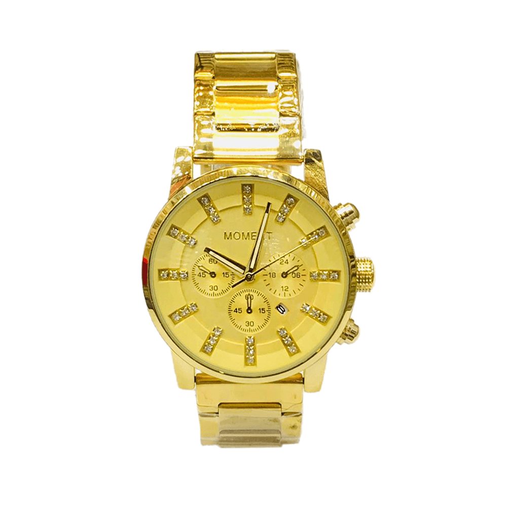 مومينت ساعة يد عصرية بالشكل الياباني وبميناء باللون الذهبي