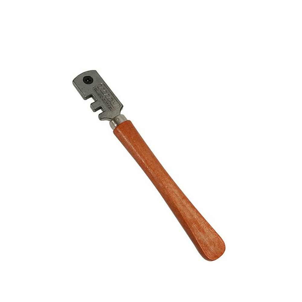 توتال ماس زجاج بمقبض خشبي مع 6 شفرات للعجلات- طول الماس 130 مم