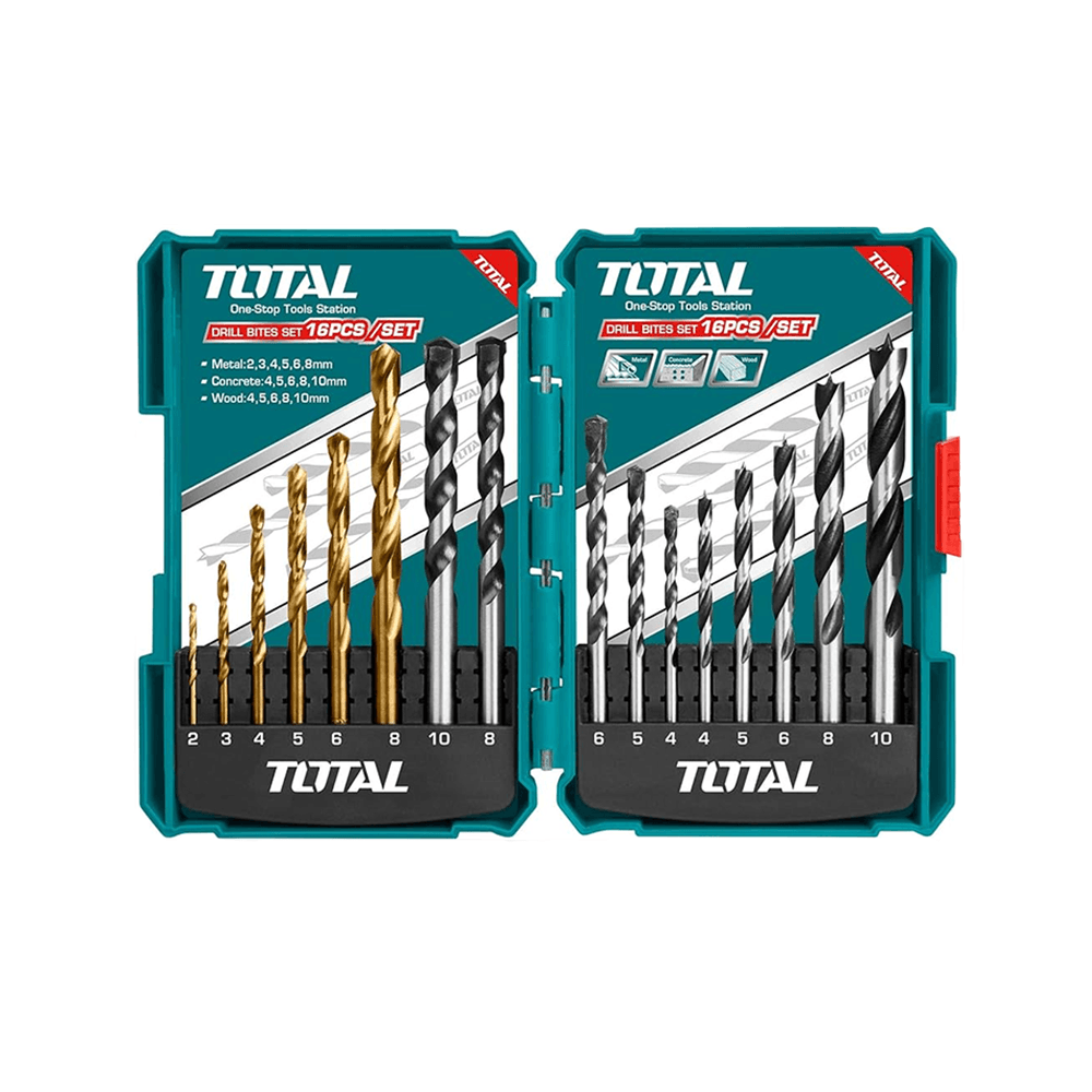 توتال مجموعة ريش حفر معدنية وخرسانية وخشبية - 16 قطعة