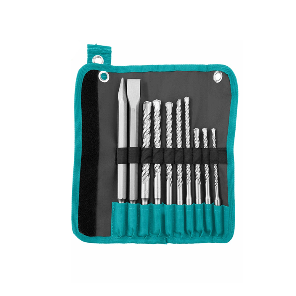 توتال مجموعة ريش حفر لأجهزة SDS Plus مع مقبض - 10 قطع