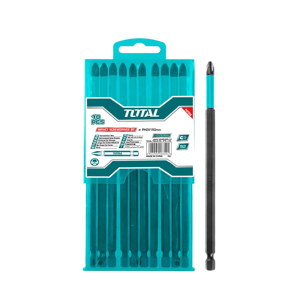 توتال مجموعة ريش مفك تأثير بحجم PH2 - وبطول 150 ملم