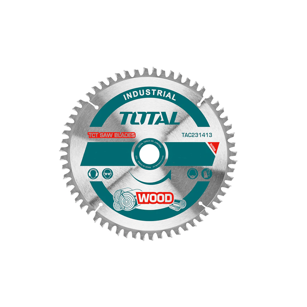 توتال قرص منشار TCT بقياس 140 مم بـ 24 سنًا وقطر فتحة 25.4 مم مع حلقة تقليل القطر 16 مم