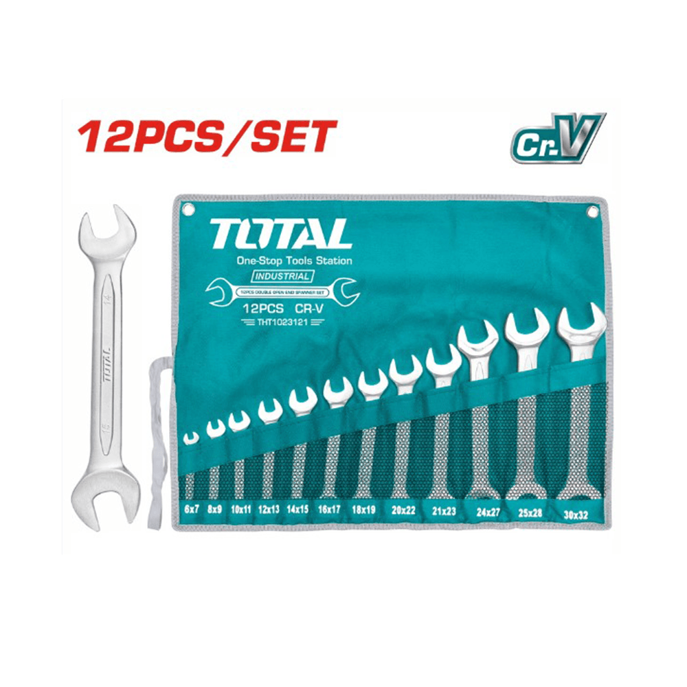 توتال تولز مجموعة مفاتيح ربط ذات طرفين مفتوحين - 12 قطعة