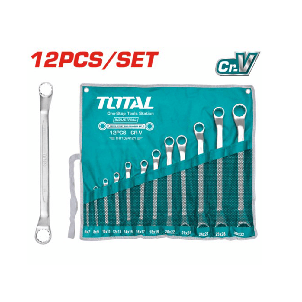 توتال تولز مجموعة مفاتيح ربط ذات حلقة مزاح مزدوجة - 12 قطعة