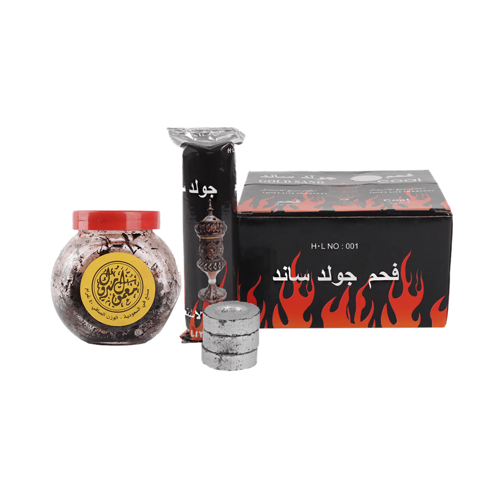 باكج مبروك بخور معمول -40جم وجولد ساند فحم سريع الاشتعال -80 قطعة