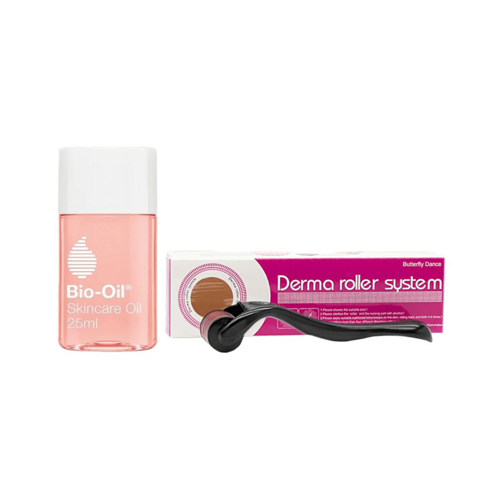 باكج ديرما رولو جهاز للعناية بالشعر والجسم 13 سم وبيو اويل زيت العناية بالبشرة - 25مل