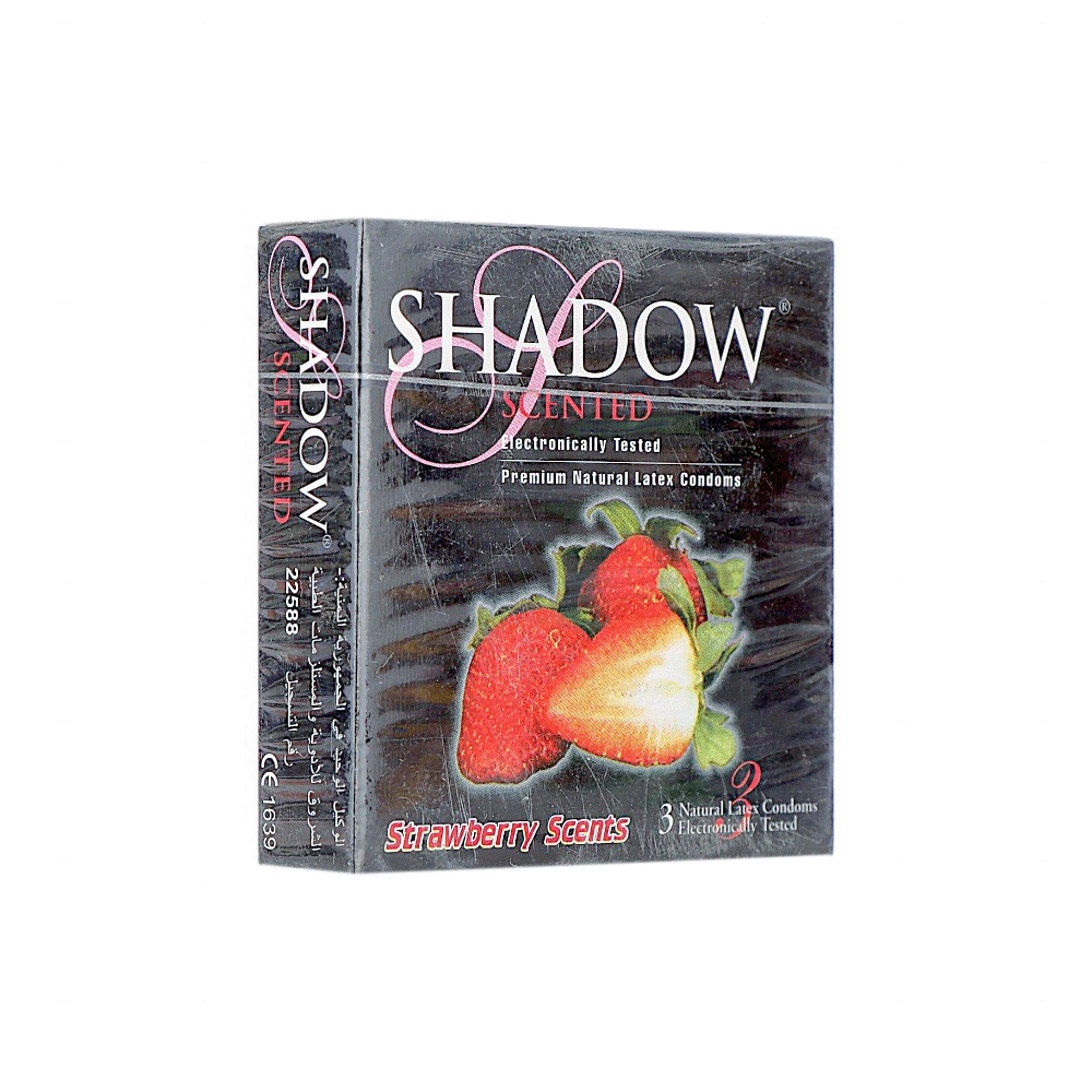 شادو واقي ذكري معطر برائحة الفراولة  -  3 قطع 