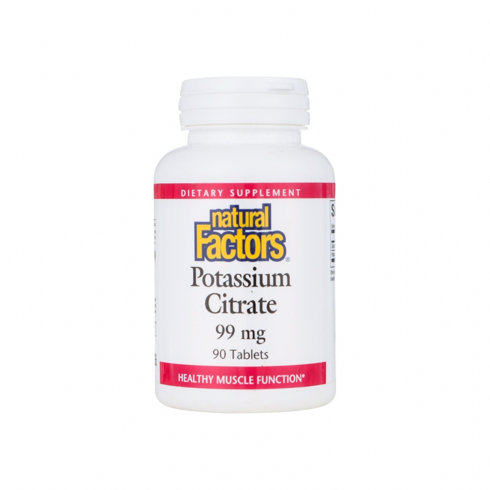 ناتشورال فاكتورز مكمل غذائي بوتاسيوم سيترات قوة 99 ملجم لدعم صحة العضلات - 90 قرص 