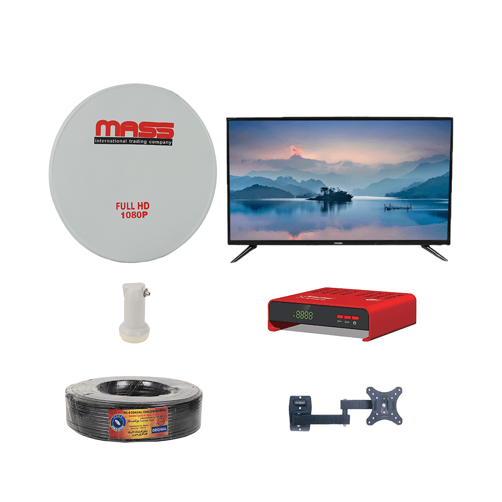 باكج متكامل 6*1 من ماس شاشة 32 بوصة ورسيفر وصحن مع ملحقات استثنائية