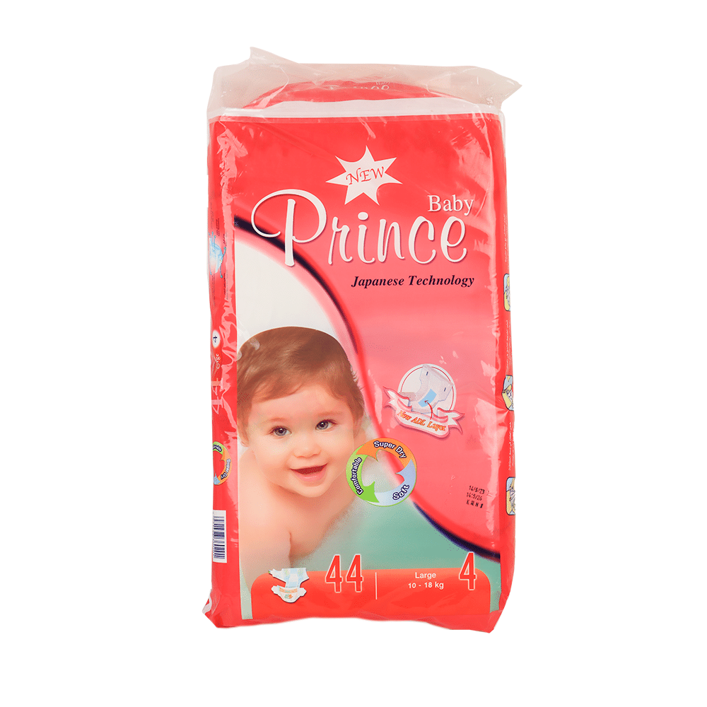 برنس بيبي حفاظات أطفال مقاس 4 بوزن 10 - 18 كجم - عدد 44 حفاظ