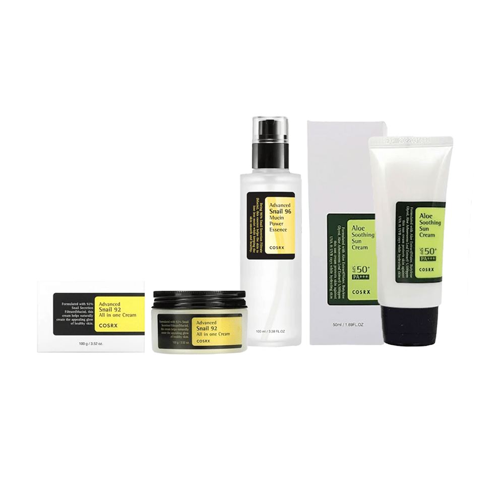 باكج 3 في 1 كوزركس كريم ادفانسد سنيل 92 مضاد للشيخوخة 100 جم ،كريم سنيل 96 المطور بخلاصة بروتين موسين القوية 100مل ،كريم واقي الشمس بخلاصة الصبار - 50مل