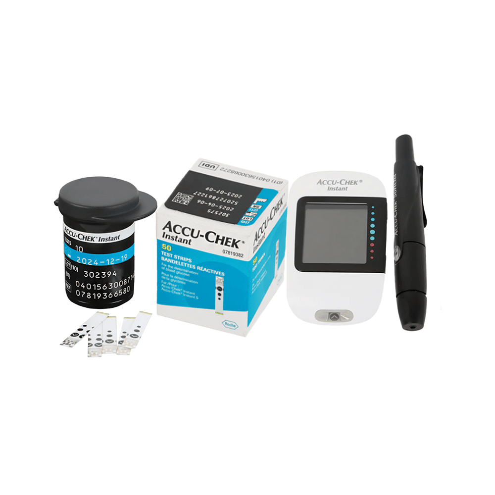 باكج 2 في 1 روش اكيوتشيك انستانت جهاز تحليل السكر بالدم بميزة الاتصال اللاسلكي و إنستانت شرائط اختبار مستوى السكر - 50 شريط
