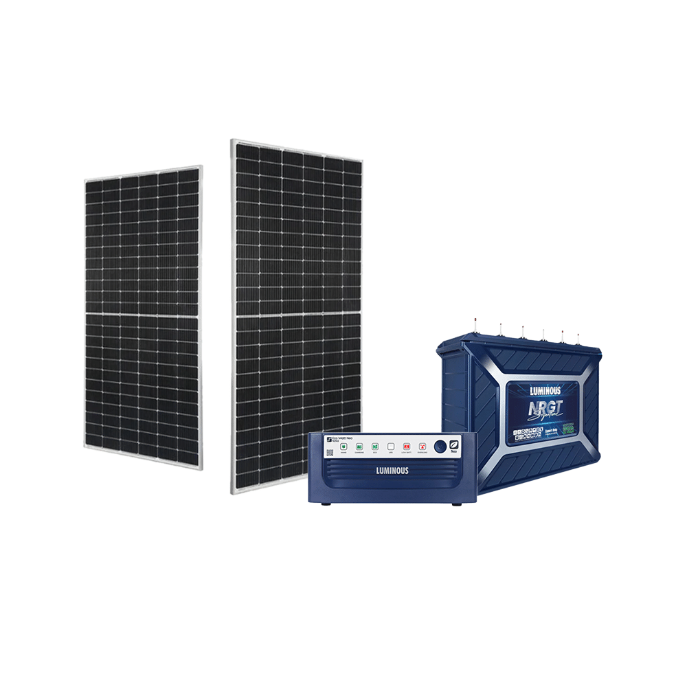 باكج 3×1 لومينوس بطارية C20 بسعة 200Ah - 12Vومحول طاقة أوبتيموس 1100 أمبير/12 فولت و لوح شمسي - 170 وات