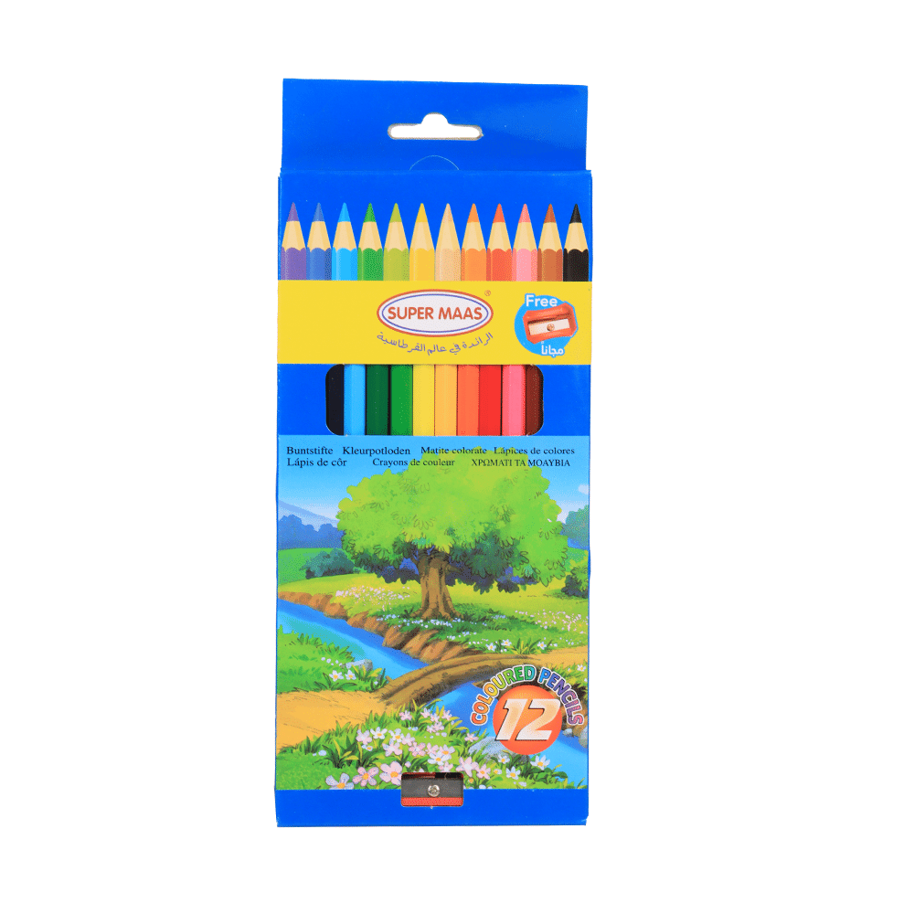 سوبر ماس الوان خشبية صغيرة للأطفال - 12 لون