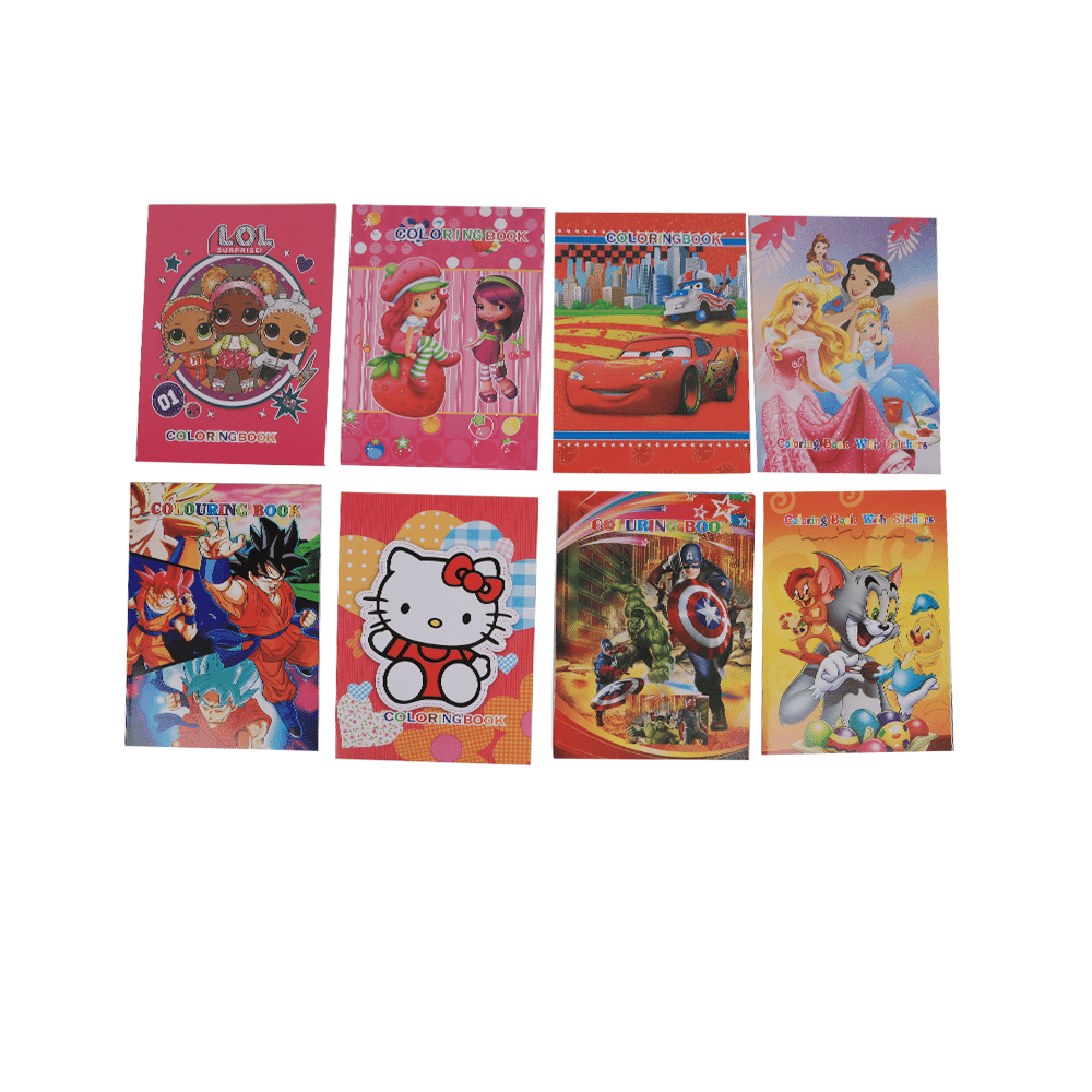 دفتر أنشطة تلوين مع لواصق كرتونية للأطفال - مقاسA4 × عدد 12 دفتر