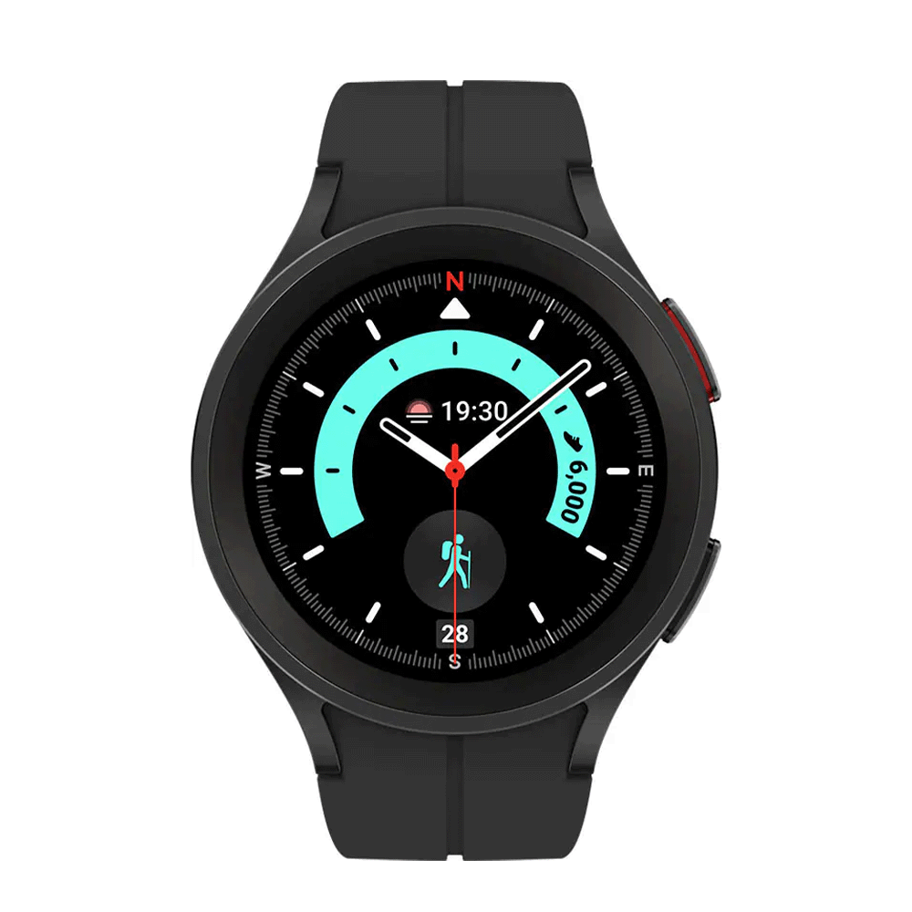 سامسونج 5 برو ساعة ذكية بلوتوث بشاشة 1.772 إنش مع متتبع للجسم بنظام تشغيل Android Wear 1.0 وسعة تخزين 16000 ميجابايت - بحزام 45 مم