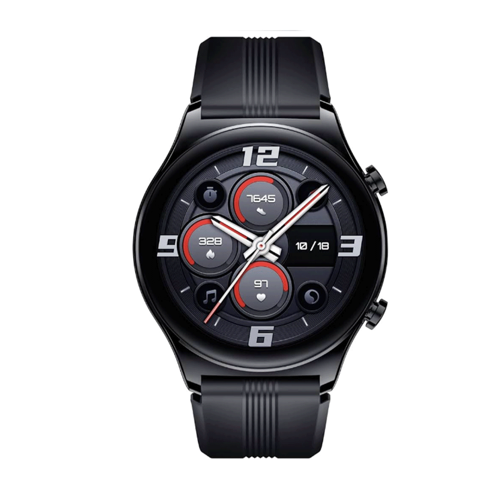 هونر ساعة جي اس 3 سيليكون بحجم شاشة 1.43 بوصة بنظام أندرويد بسعة تخزين 4000 ميجا بايت - أسود