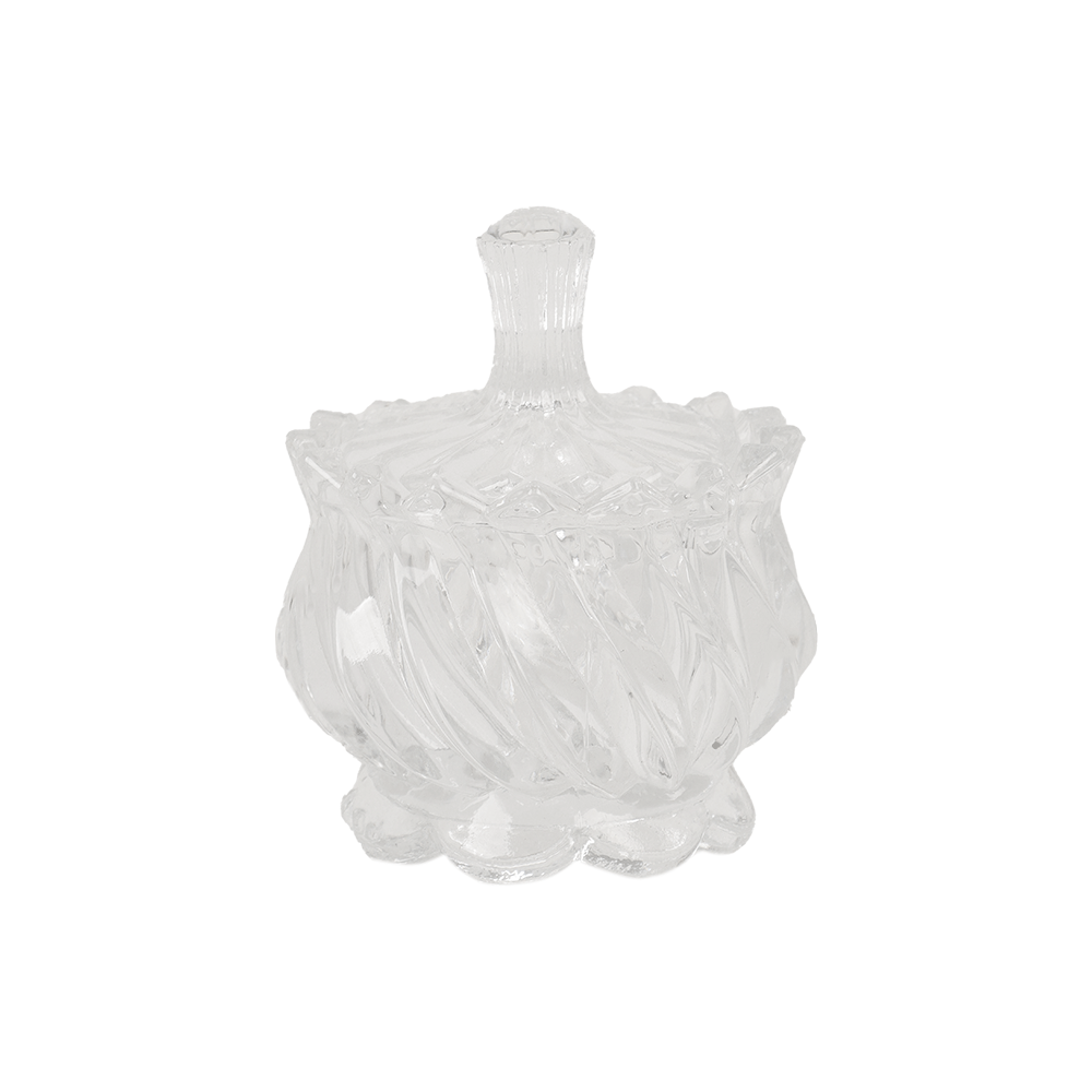 سكرية زجاج شفاف مع غطاء