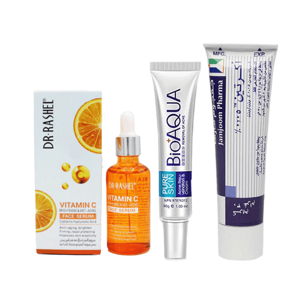 "باكج عناية بالبشرة, Skincare package
كريم تريتينوين, Tretinoin cream
فيتامين سي سيروم, Vitamin C serum
كريم مرطب, Moisturizer
حب الشباب, Acne
تجاعيد, Wrinkles
بقع داكنة, Dark spots
ندبات, Scars
بشرة متوهجة, Radiant skin
عناية بالبشرة, Skincare
