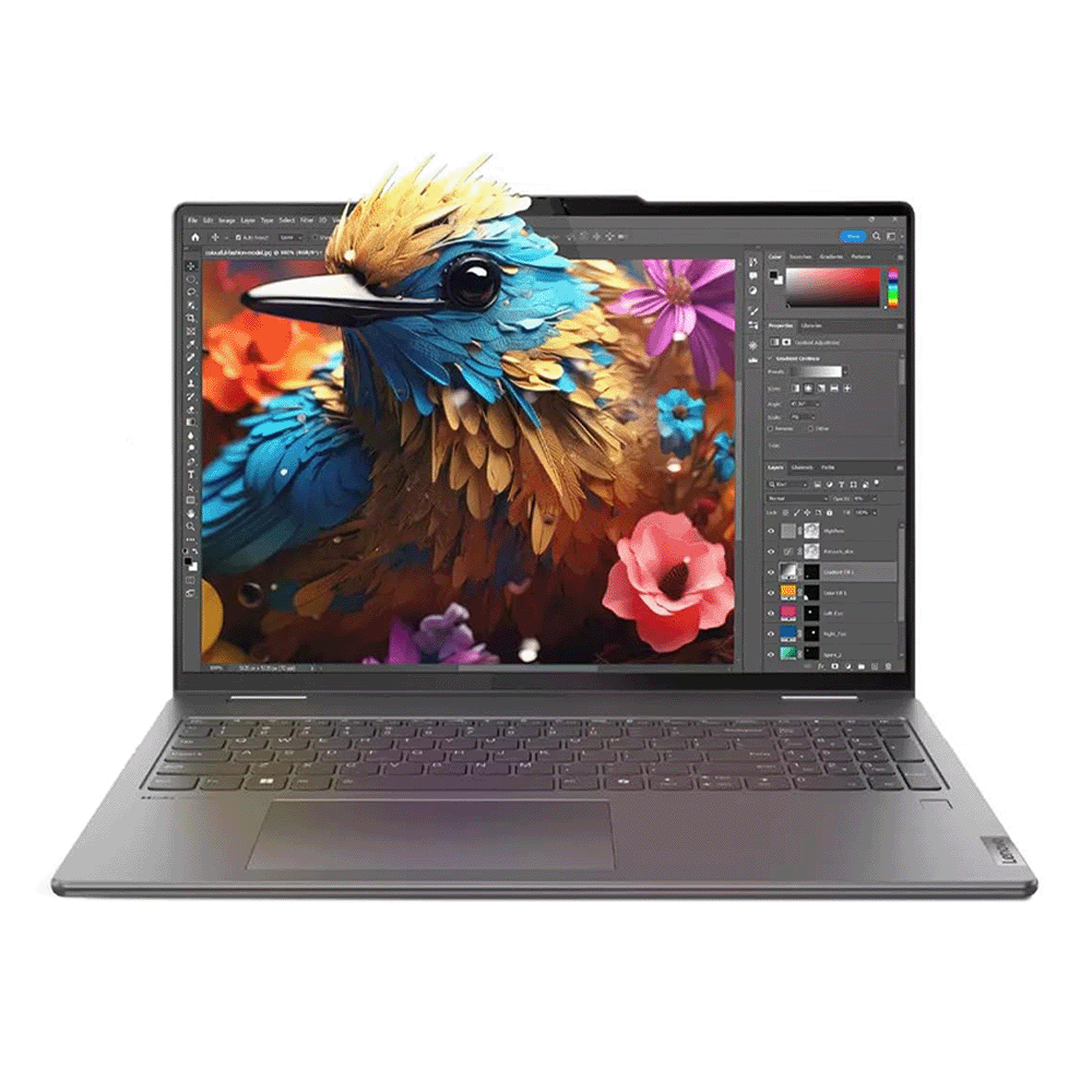 لينوفو يوجا 7i كمبيوتر محمول بشاشة لمس 2K بحجم 16 بوصة FHD + IPS، إنتل الترا 5 125U، ذاكرة وصول عشوائي LPDDR5X بحجم 16 جيجابايت، قرص صلب بسعة 1 تيرابايت، لوحة مفاتيح مضاءة، قارئ بصمة، Wi-Fi 6E- ويندوز 11 برو