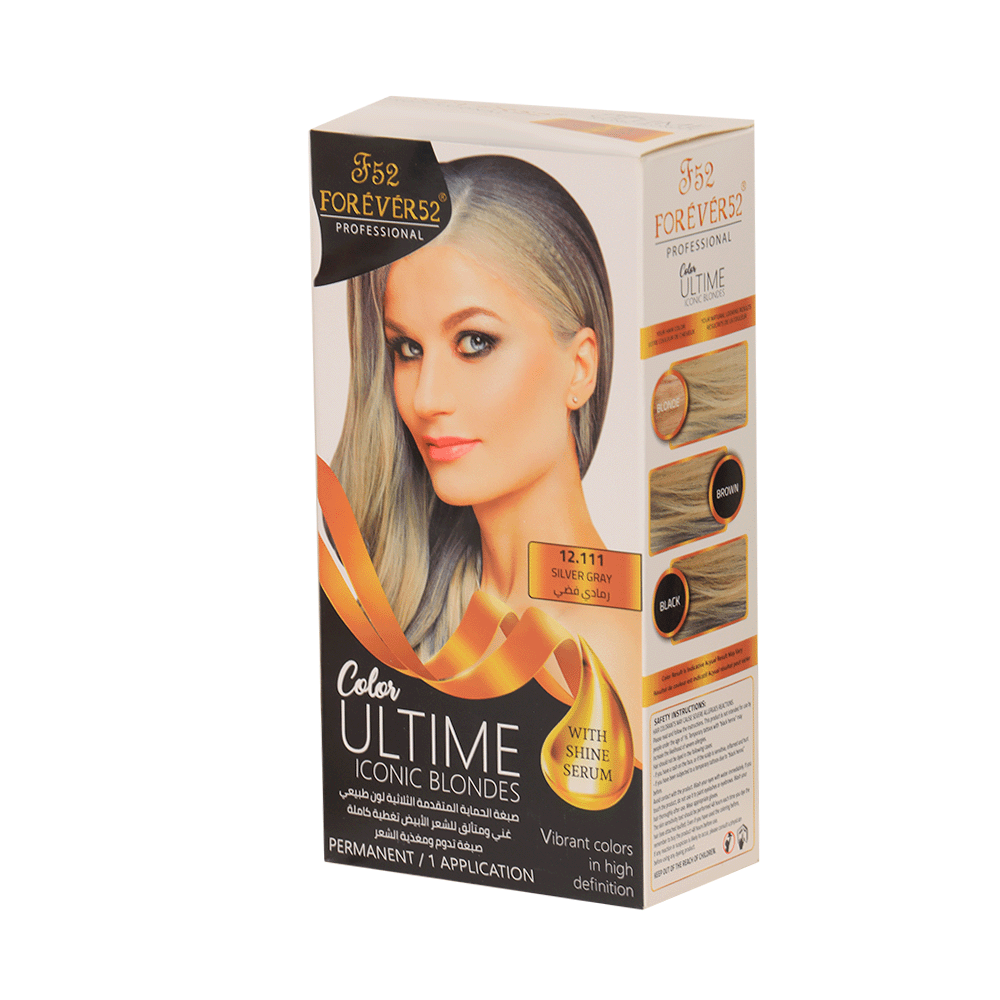 فور ايفر 52 صبغة شعر دائمة مع تغطية كاملة للشيب - رمادي فضي