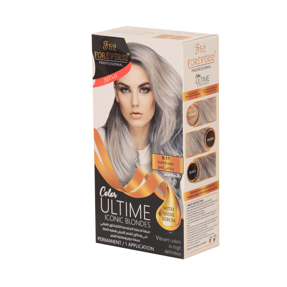 فور ايفر 52 صبغة شعر دائمة مع تغطية كاملة للشيب - رصاصي لامع