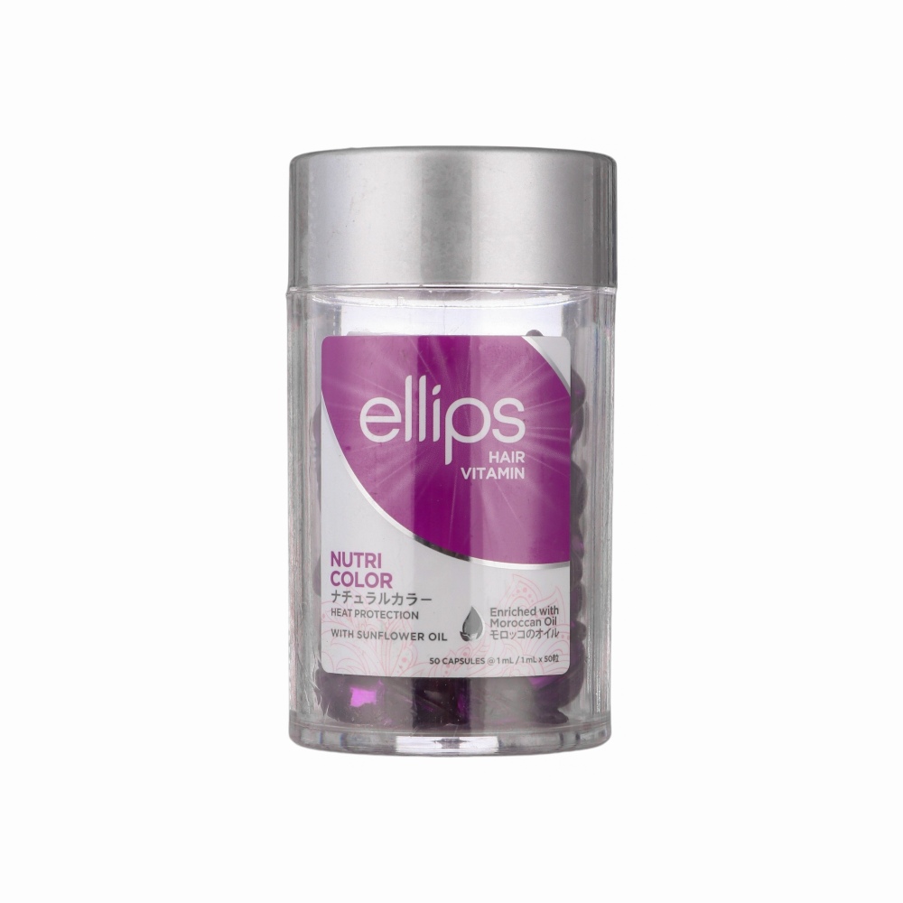 إيليبس فيتامين لتغذية الشعر بالألوان بزيت الأرغان وزيت دوار الشمس - 50 كبسولة