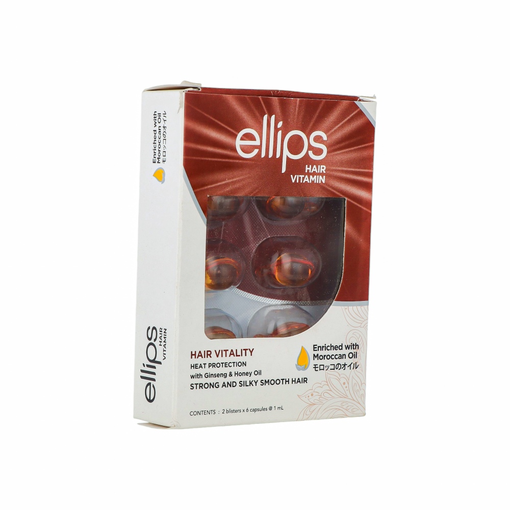 إيليس فيتامين للشعر لتعزيز حيوية الشعر بزيت الأرجان والجينسنغ والعسل - 12 كبسولة
