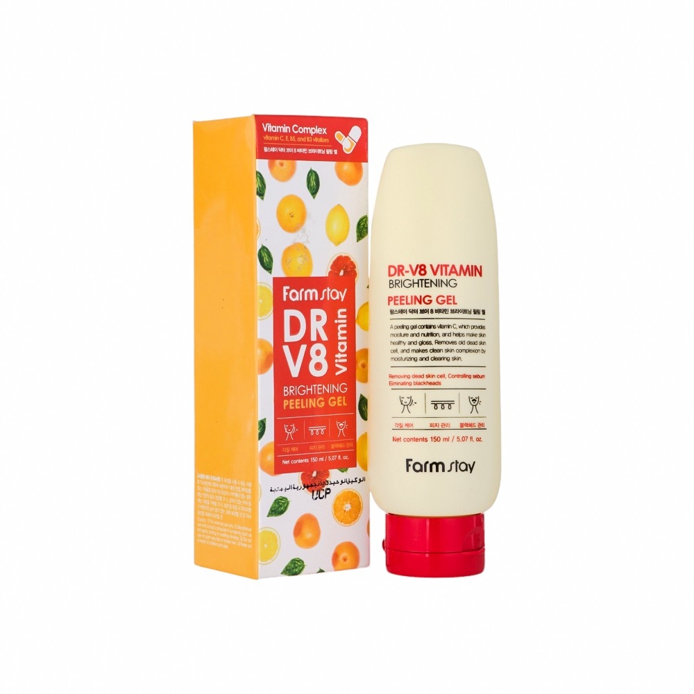 فارم ستاي جل تقشير فيتامين DR-V8 ينظف البشرة بعمق ويفتحها - 150 مل 