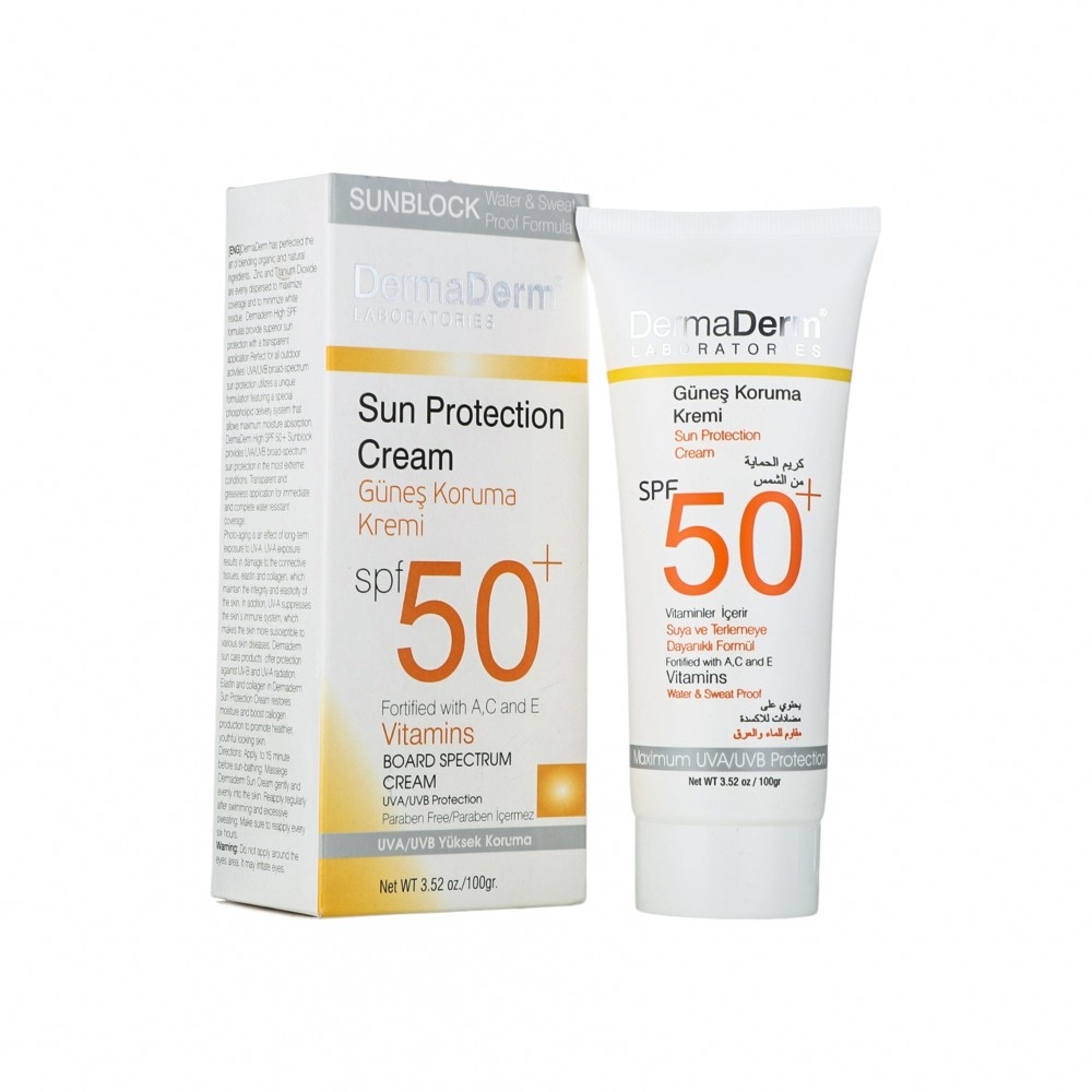 ديرما ديرم كريم حماية من الشمس SPF 50+ - لحماية البشرة ودعم صحتها مع الفيتامينات - 100 مل