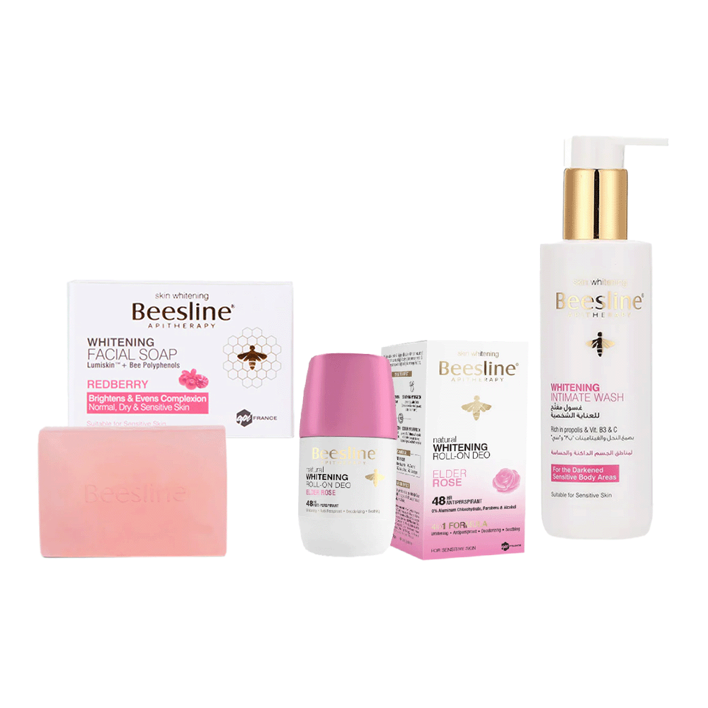 باكج 3×1 من بيزلين صابون تفتيح البشرة ريدبيري 85 جم ،رول اون مزيل عرق مفتح 50 مل وغسول تفتيح المناطق الحساسه -200 مل