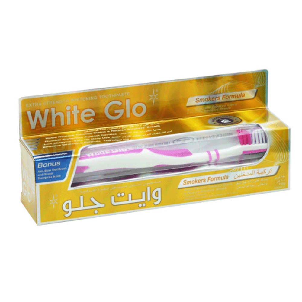 وايت جلو معجون اسنان لازالة بقع التدخين مع فرشاة أسنان- 100 مل