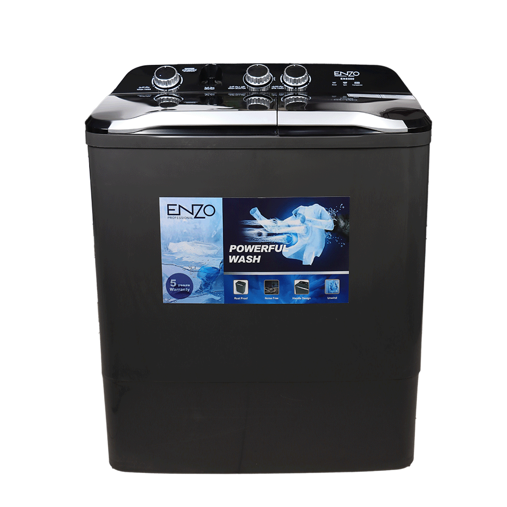 انزو غسالة كهربائية حوضين بقوة 380 واط و سعة 10 كجم - موديل 10000