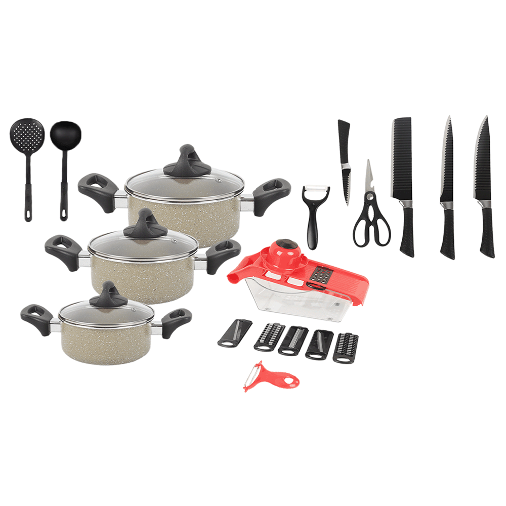 باكج المطبخ من مجموعة سكاكين و طقم أواني طبخ