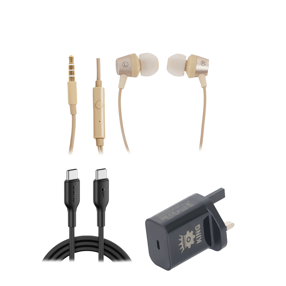 باكج أورايمو كابل بيانات 3 امبير و كنج رأس شاحن تايب سي و إل تي سماعه اذن سلكية