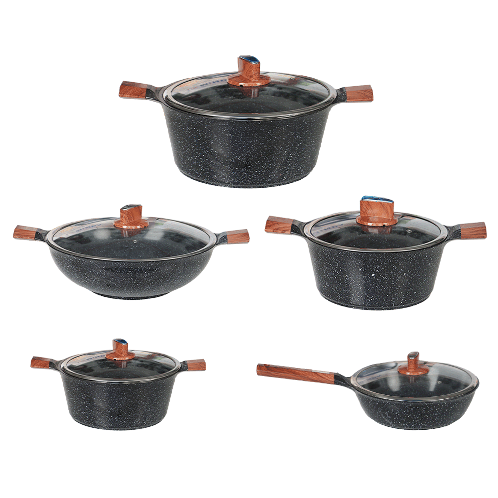 مجموعة قدور وأواني طبخ من الجرانيت - 5 قطع